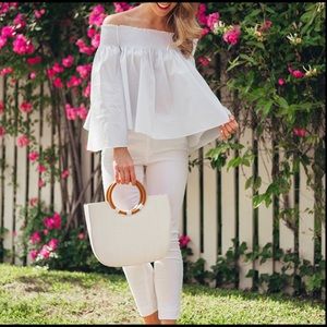 Textile Elizabeth & James Off Shoulder White Shirt